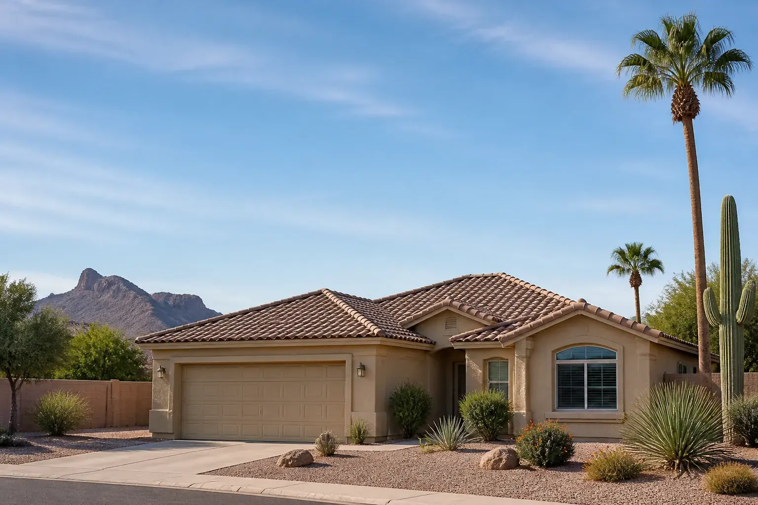 Calm Mesa home with inspected roofline and open sky