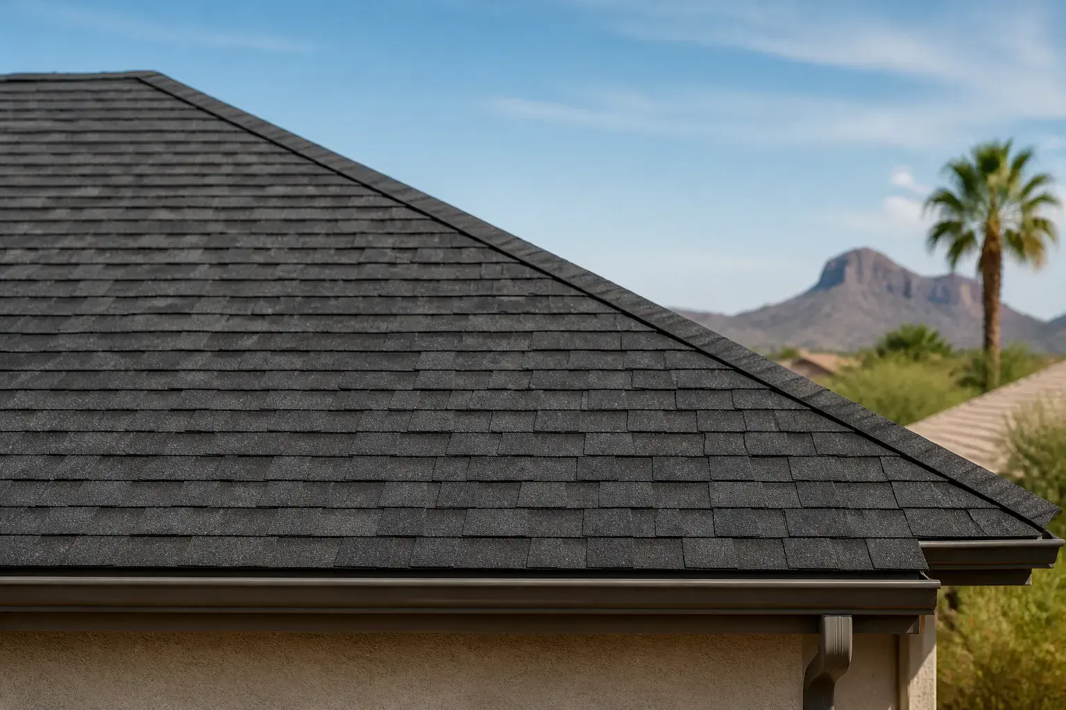 Newly replaced asphalt shingle roof
