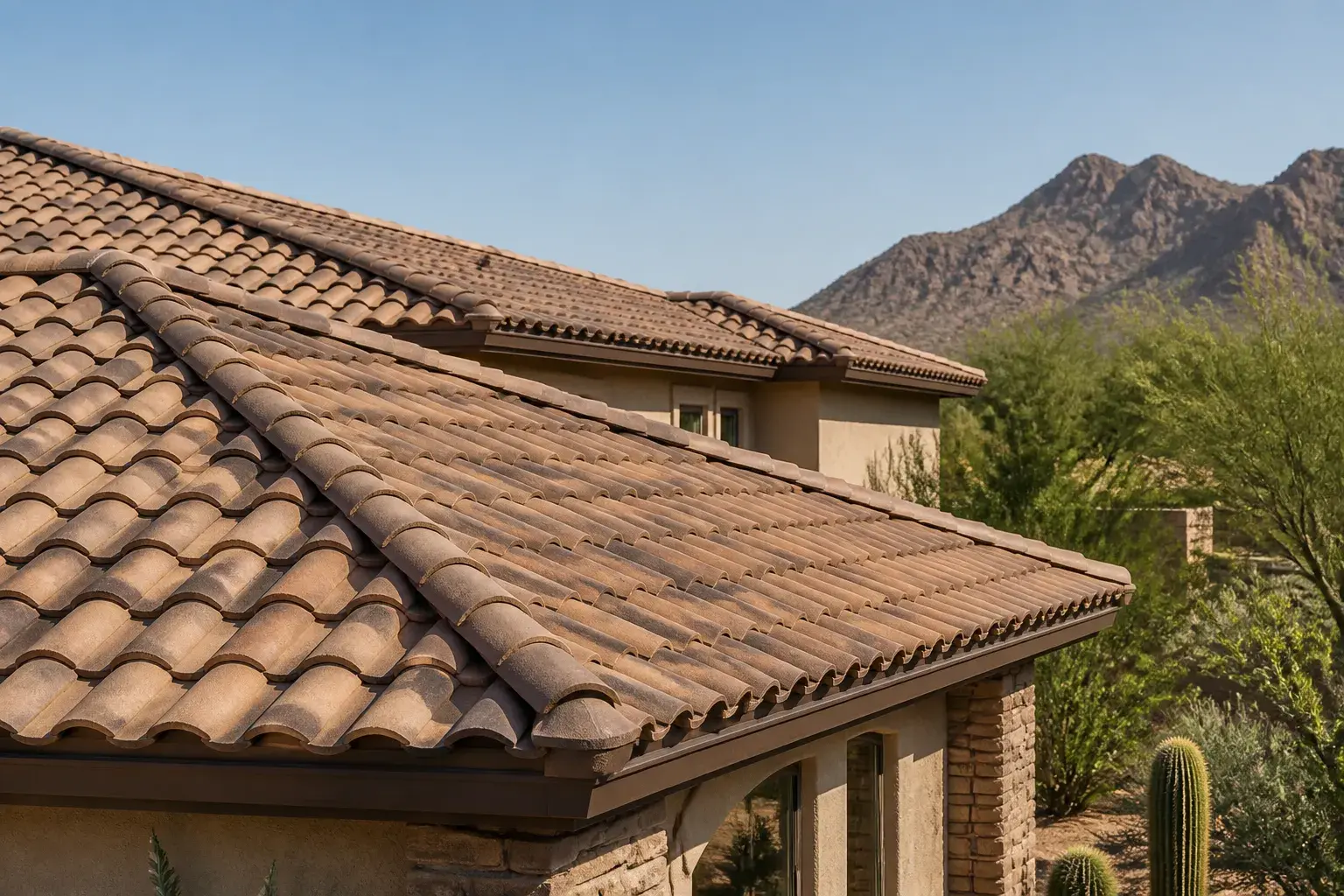 Finished tile roof installation detail